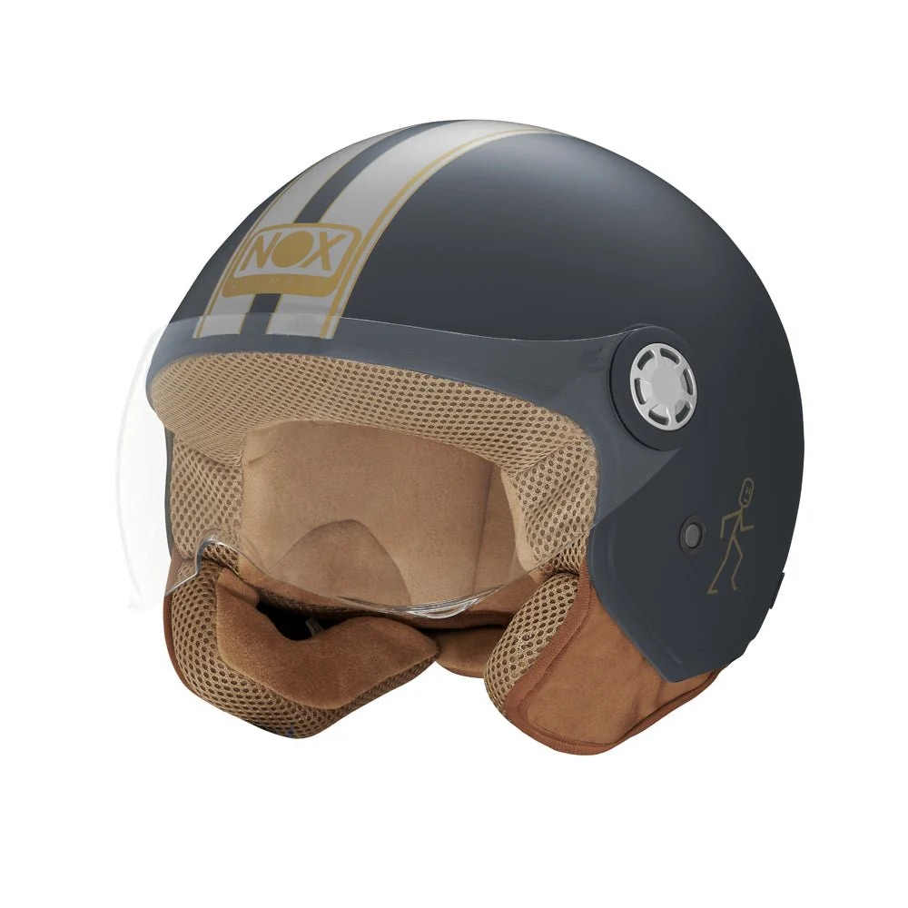 Casque Moto Jet N210 EVO Bleu Mat Gris Nardo | NOX